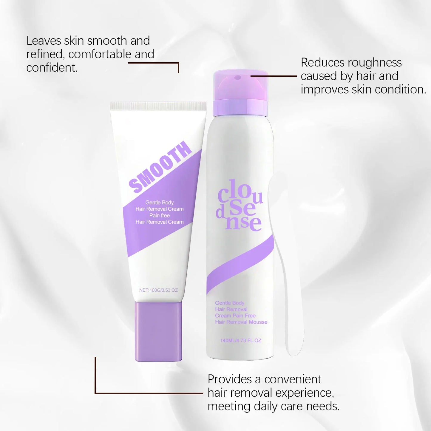 AMZ Gentle Depilatory Set Body Hair Removal Cream Smoothing Moisturizing Skin Care for Soft Fine Skin Daily
