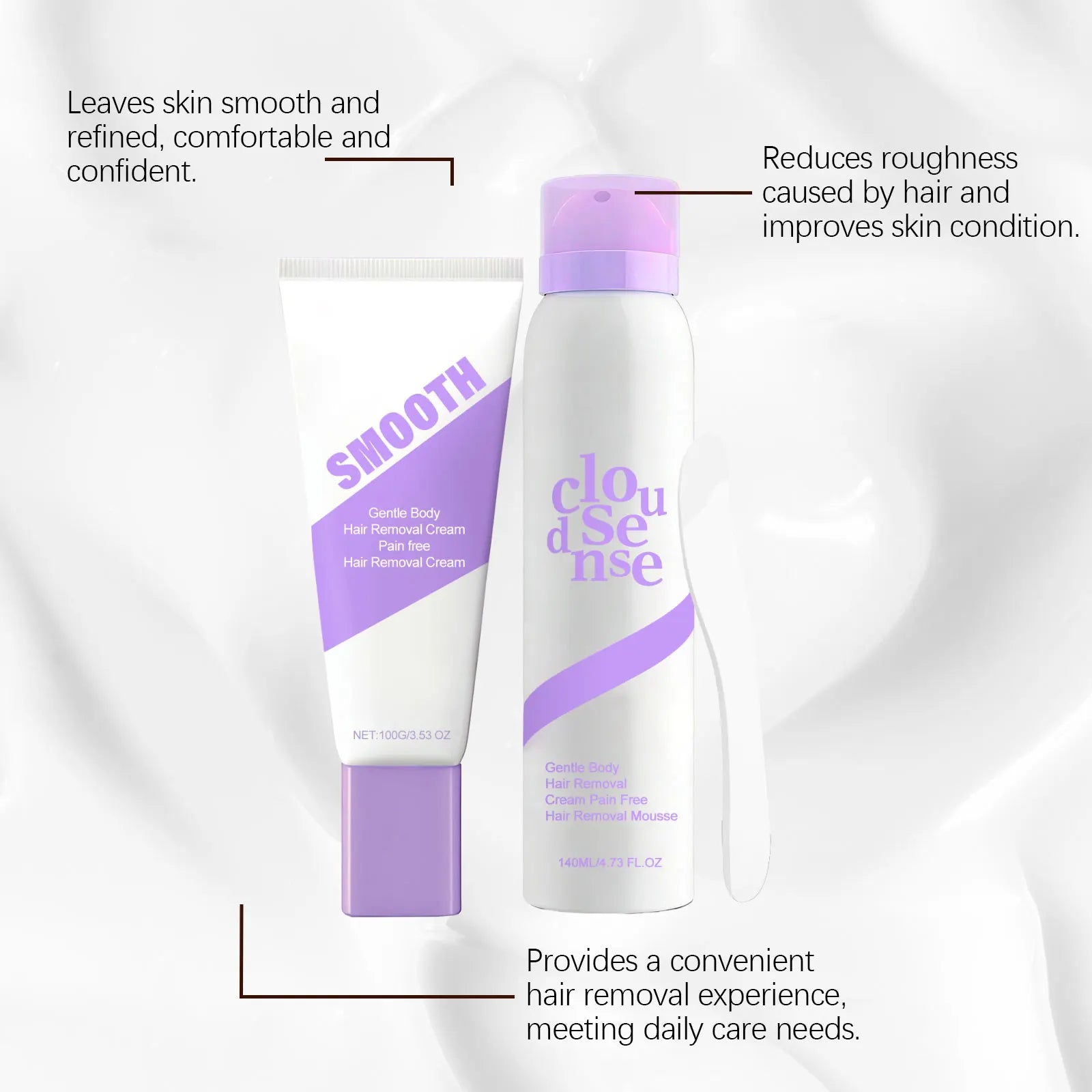 AMZ Gentle Depilatory Set Body Hair Removal Cream Smoothing Moisturizing Skin Care for Soft Fine Skin Daily