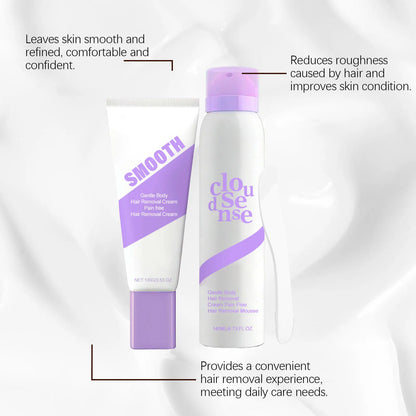 AMZ Gentle Depilatory Set Body Hair Removal Cream Smoothing Moisturizing Skin Care for Soft Fine Skin Daily